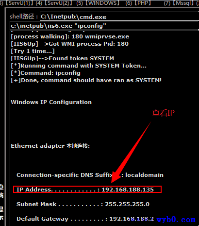 Windows系统漏洞提权-查看ip信息